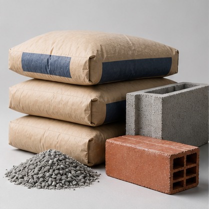 Sacos de cimento e materiais para alvenaria